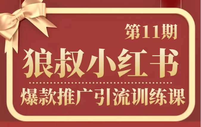 狼叔小红书爆款推广引流训练课第11期，手把手带你玩转小红书-副业网