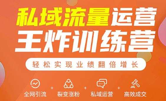 私域流量运营王炸训练营：全网引流+裂变涨粉+私域运营+高效成交-副业网