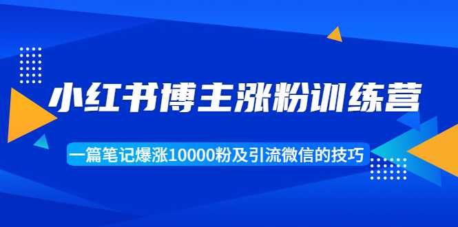 小红书博主涨粉训练营：一篇笔记爆涨10000粉及引流微信的技巧-副业网