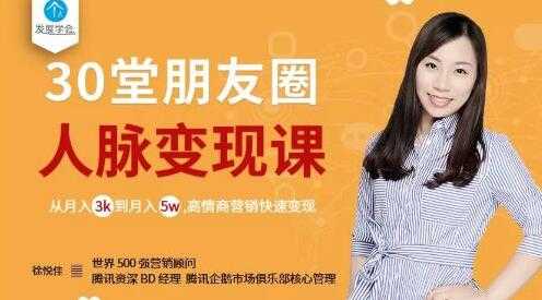 朋友圈运营《徐悦佳30堂朋友圈人脉变现课》月入3千到月入5万， 高情商营销快速变现-副业网