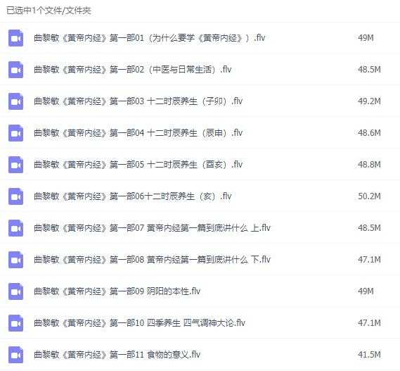 曲黎敏《黄帝内经》养生智慧第一 二部，讲座视频全集下载-副业网