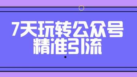 引流技术，7天玩转公众号精准引流-副业网