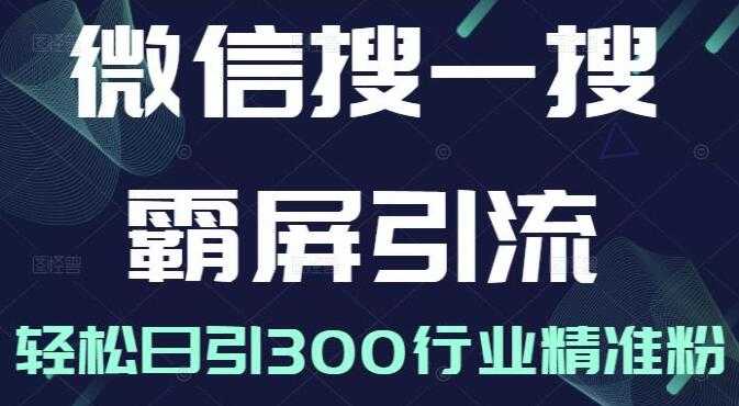 《微信搜一搜霸屏引流课》被动精准引流，轻松日引300行业精准粉-副业网
