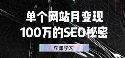单个网站月变现《100万的SEO秘密》-副业网