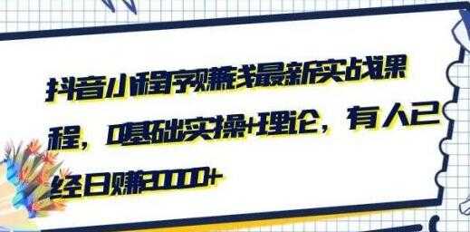 最新抖音小程序赚钱实战培训视频，0基础实操+理论，可日赚20000+-副业网