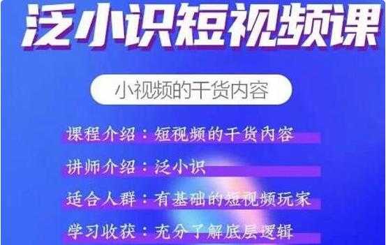 泛小识《抖音短视频运营+电商运营》适合有基础的短视频玩家-副业网