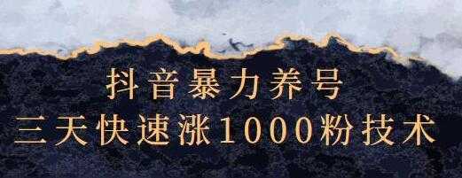 抖音暴力养号《三天快速涨1000粉技术》-副业网