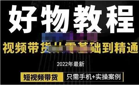 《好物分享课程》短视频带货从零基础到精通-副业网