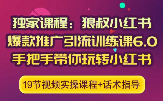 狼叔小红书爆款推广引流训练课6.0，手把手带你玩转小红书-副业网