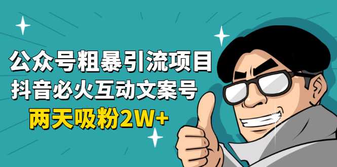 公众号粗暴引流项目：抖音必火互动文案号，两天吸粉2W+（可持续操作）-副业网