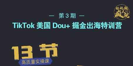 TikTok美国Dou+掘金出海特训营，美国dou+成功投放95%-副业网