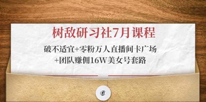 树敌研习社7月课程：破不适宜+零粉万人直播间卡广场+团队赚佣16W美女号套路-副业网