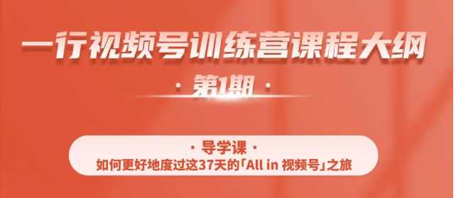 一行视频号特训营，从零启动视频号30天，全营变现5.5万元【价值799元】-副业网