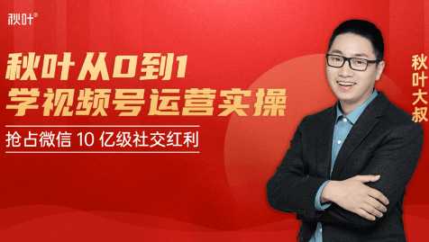 秋叶从0到1学视频号运营实操，抢占微信10亿级红利市场【完结-高清无水印】-副业网