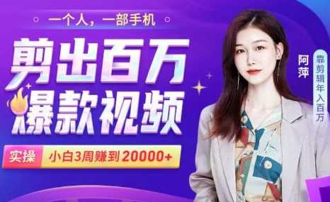小白易上手的手机剪辑赚钱课，抓住短视频风口月赚2万+-副业网