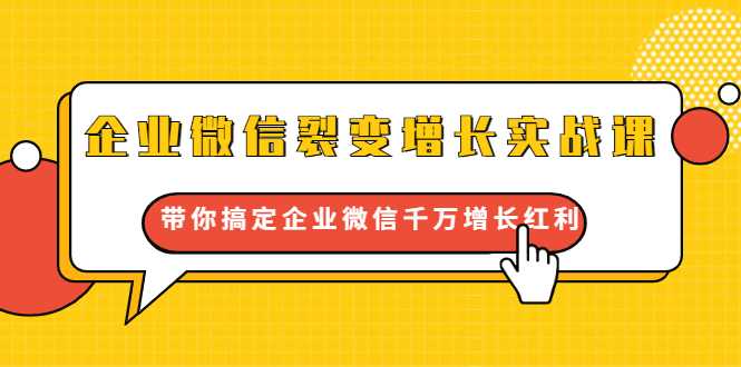 企业微信裂变增长实战课：带你搞定企业微信千万增长红利，新流量-新玩法-副业网