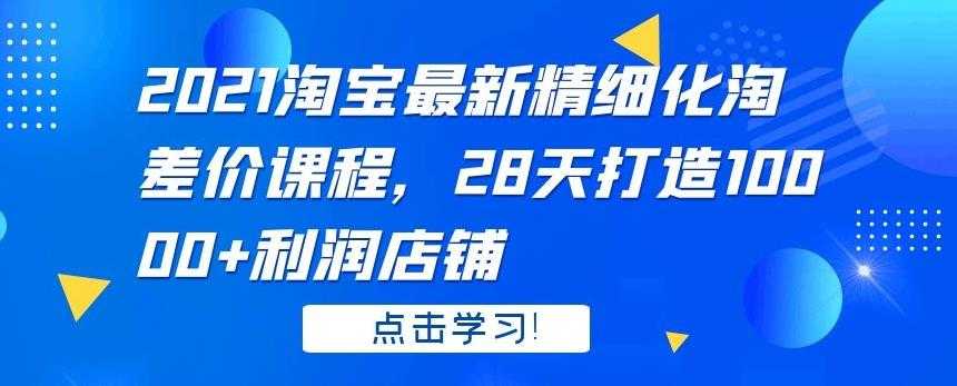 2021 淘宝最新精细化淘差价课程，28 天打造 10000+利润店铺-副业网