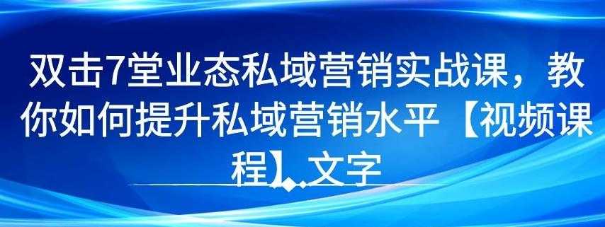 7 堂业态私域营销实战课，教你如何提升私域营销水平【视频课程】-副业网