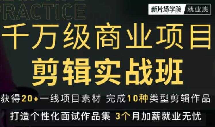 新片场学院千万级商业项目剪辑实战班，做剪辑不在业余（教程+素材）-副业网