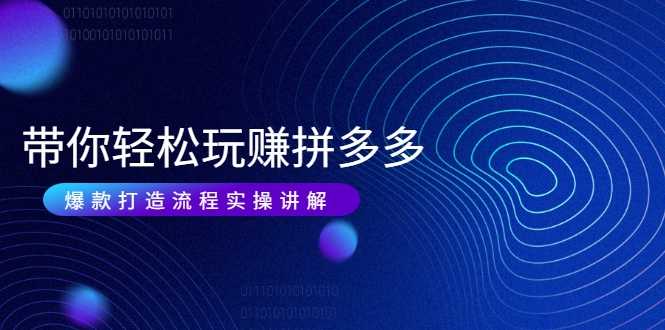 带你轻松玩赚拼多多：花的少 赚的多 爆款更简单 爆款打造流程实操讲解-副业网