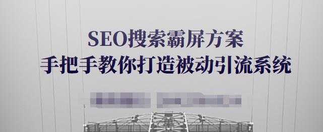SEO搜索霸屏方案，手把手教你打造被动引流系统【视频课程】-副业网