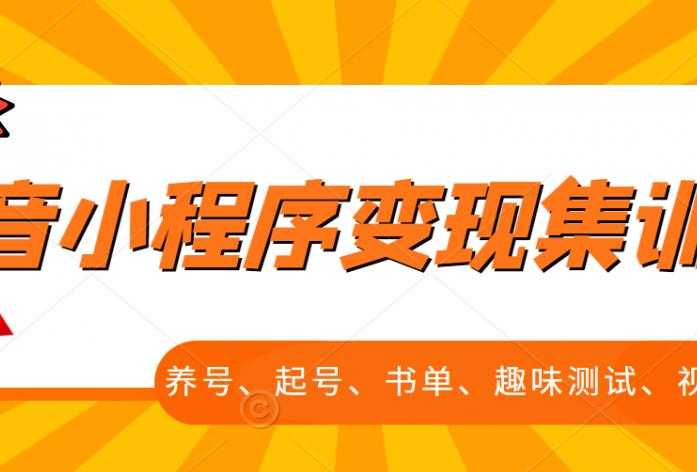 抖音小程序变现集训课，养号、起号、书单、趣味测试、视频剪辑，全套流程-副业网