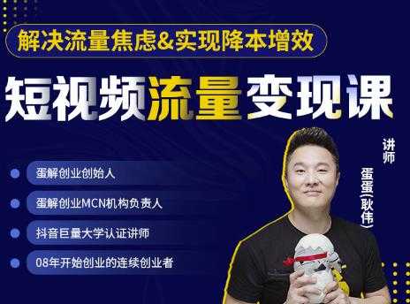 蛋解创业·短视频流量变现课，帮助你通过短视频增加线下收益，打造网红门店-副业网