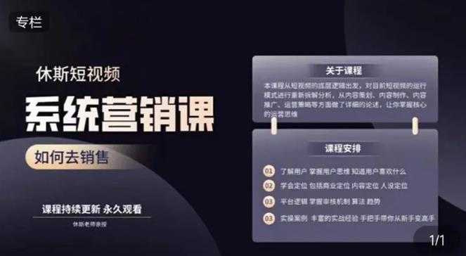 休斯短视频系统运营大课，你掌握核心的运营思维 价值7800元-副业网