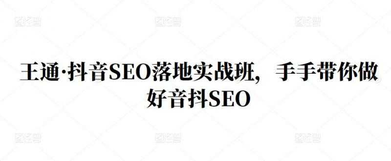 王通·抖音SEO落地实战班，手‬手带你做好音抖‬‬SEO-副业网