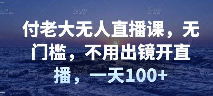 付老大无人直播课，无门槛，不用出镜开直播，一天100+-副业网