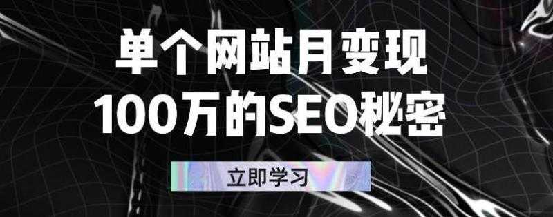 单个网站月变现100万的SEO秘密，百分百做出赚钱站点-副业网