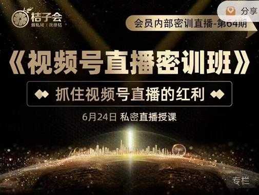 桔子会《视频号直播密训班》，抓住视频号直播的红利 价值12800-副业网