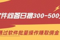 软件问答日撸300-500元，通过软件批量操作赚取佣金！-副业网