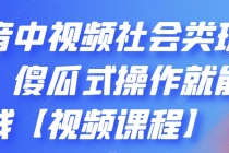 抖音中视频社会类玩法，傻瓜式操作就能赚钱【视频课程】-副业网