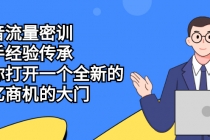 抖音流量密训，高手经验传承，帮你打开一个全新的百亿商机的大门-副业网