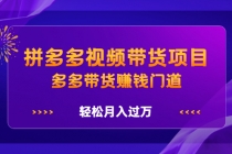 拼多多视频带货项目，多多带货赚钱门道，轻松月入过万-副业网