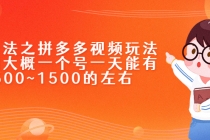新玩法之拼多多视频玩法，利润大概一个号一天能有500~1500的左右-副业网