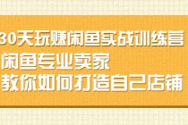 30天玩赚闲鱼实战训练营，闲鱼专业卖家教你如何打造自己店铺-副业网