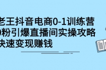 抖音电商0-1训练营，0粉引爆直播间实操攻略，快速变现赚钱-副业网