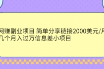 网赚副业项目 简单分享链接2000美元/月+几个月入过万信息差小项目-副业网
