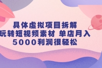 具体虚拟项目拆解，玩转短视频素材 单店月入5000利润很轻松【视频课程】-副业网