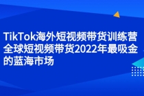 TikTok海外短视频带货训练营，全球短视频带货2022年最吸金的蓝海市场-副业网