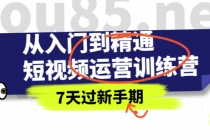 从入门到精通短视频运营训练营，理论、实战、创新，7天过新手期-副业网