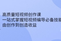 高质量短视频创作课，一站式掌握短视频编导必备技能，由创作到创造收益-副业网