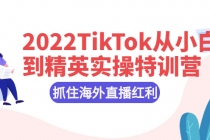 2022TikTok从小白到精英实操特训营，掌握TikTok核心技术，抓住海外直播红利-副业网