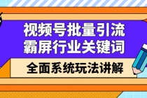 视频号批量引流，霸屏行业关键词全面系统玩法讲解【无水印】-副业网