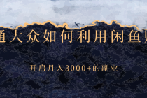 普通大众如何利用闲鱼赚钱，开启月入3000+的副业-副业网