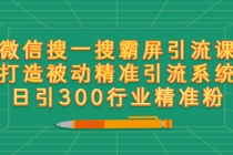 微信搜一搜霸屏引流课，打造被动精准引流系统 日引300行业精准粉【无水印】-副业网