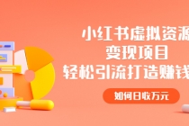 小红书虚拟资源变现项目，轻松引流打造赚钱IP，如何日收万元-副业网