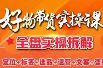 抖音好物带货实操课：全盘拆解抖音好物带货号全套流程打法-副业网